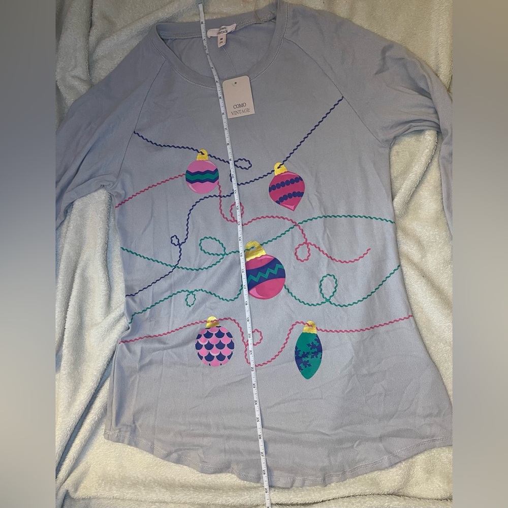 Vintage ornament holiday cardigan sweater shirt M - Picture 2 of 6